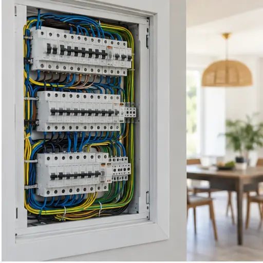 Quadro elétrico residencial organizado
